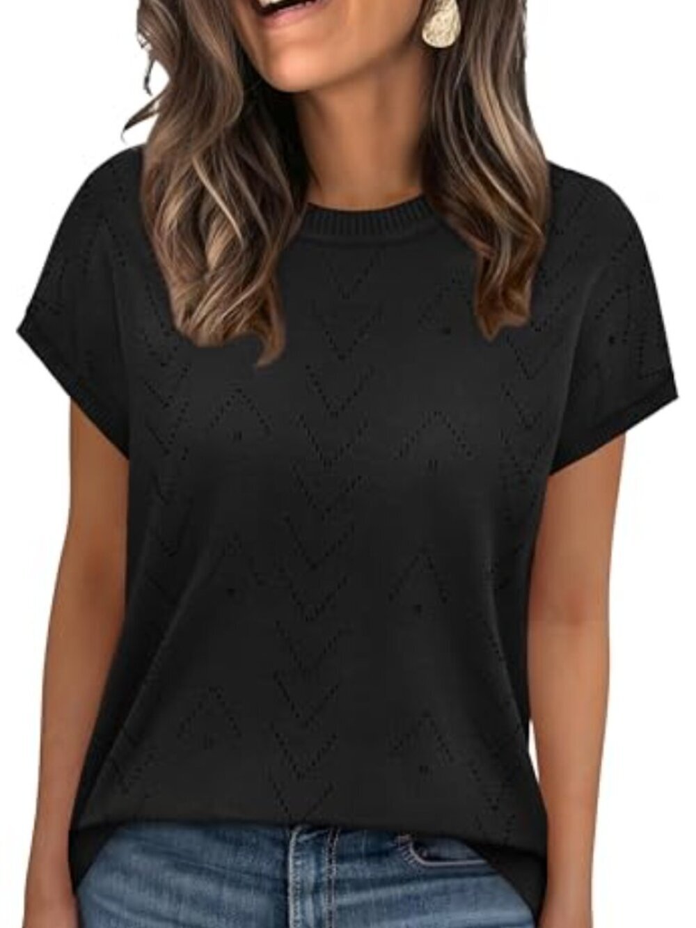 🆕 Short Sleeve Tops for Women Summer Sweater Spring Clothes Business Casual - Picture 2 of 2